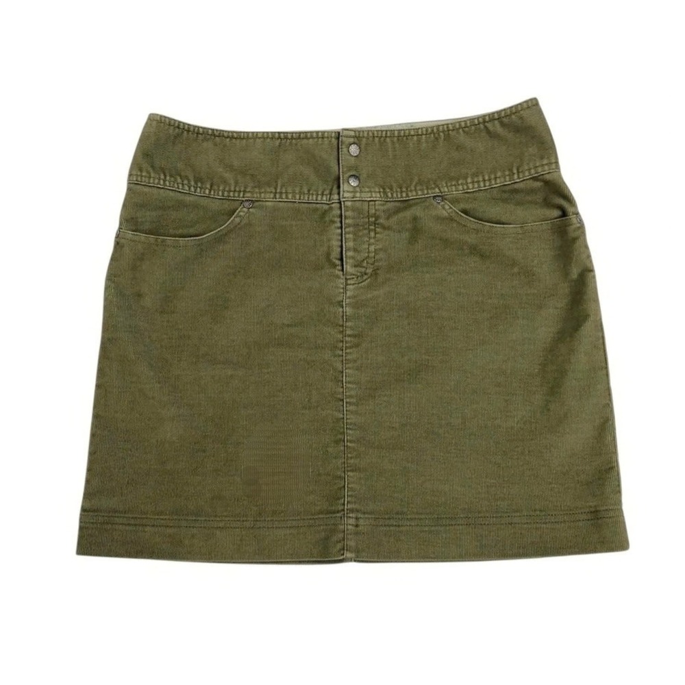 Athleta Vintage Ridge Olive Green Corduroy Mini Skirt Size 10 Hiking Outdoor Y2K